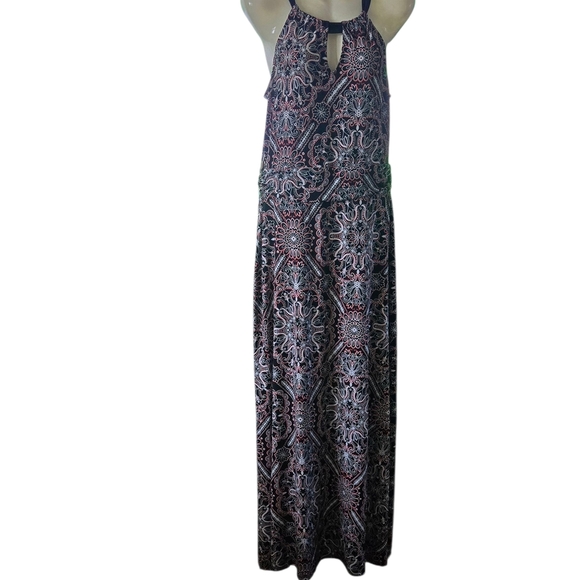 White House Black Market Black and Red Patterned Maxi Dress - Picture 1 of 9